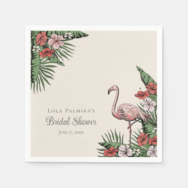 Guardanapo De Papel Chá de Bebê Tropical Rosa Flamingo Havaiano (Frente)