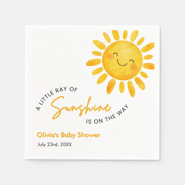 Guardanapo De Papel Chá de Bebê Um Pouco de Raio de Sol  (Frente)