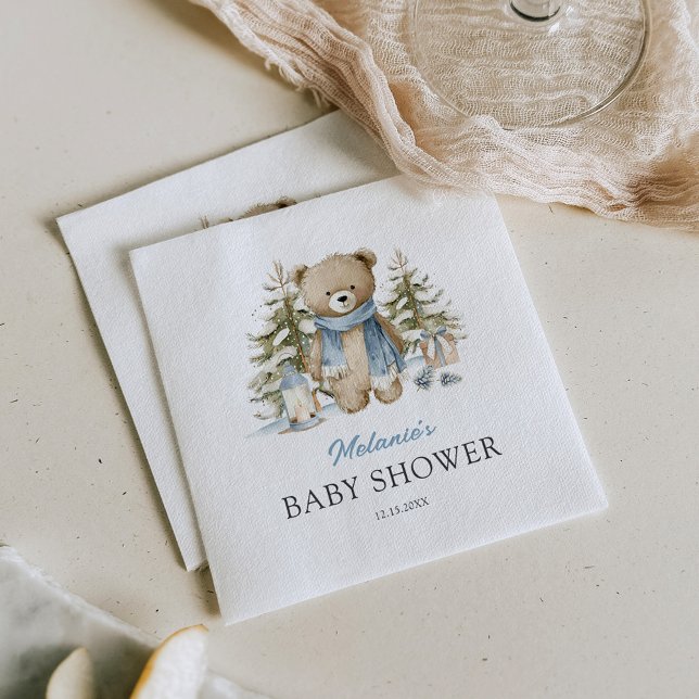 Guardanapo De Papel Chá de Bebê Urso Aquarela de Inverno (Criador carregado)