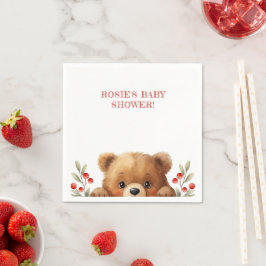 Guardanapo De Papel Chá de Bebê Urso Bebê e Frutas de Rowan