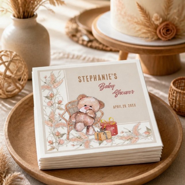 Guardanapo De Papel Chá de Bebê Urso Boho (Criador carregado)
