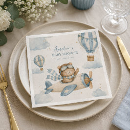 Guardanapo De Papel Chá de Bebê Urso Teddy Avião Antigo
