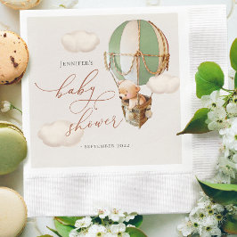 Guardanapo De Papel Chá de Bebê Urso Verde Balão Neutro em Gênero