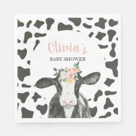 Guardanapo De Papel Chá de Bebê Vaca Rosa Floral e Xadrez