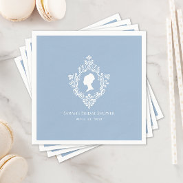 Guardanapo De Papel Chá de Bebê Vintage Azul Pó Regency Crest Bridal