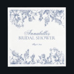 Guardanapo De Papel Chá de Bebê Vintage Floral Azul Chinoiserie<br><div class="desc">Algo Azul antes de "Eu Digo Sim". Esta Coleção de Decoração de Festa Blue Chinoiserie apresenta delicados padrões florais em toile para uma elegância atemporal. Cada peça desta coleção exibe desenhos intrincados em tons de azul, evocando um senso de sofisticação e elegância. ★ Deixe-me ajudá-lo a planejar sua próxima festa!...</div>