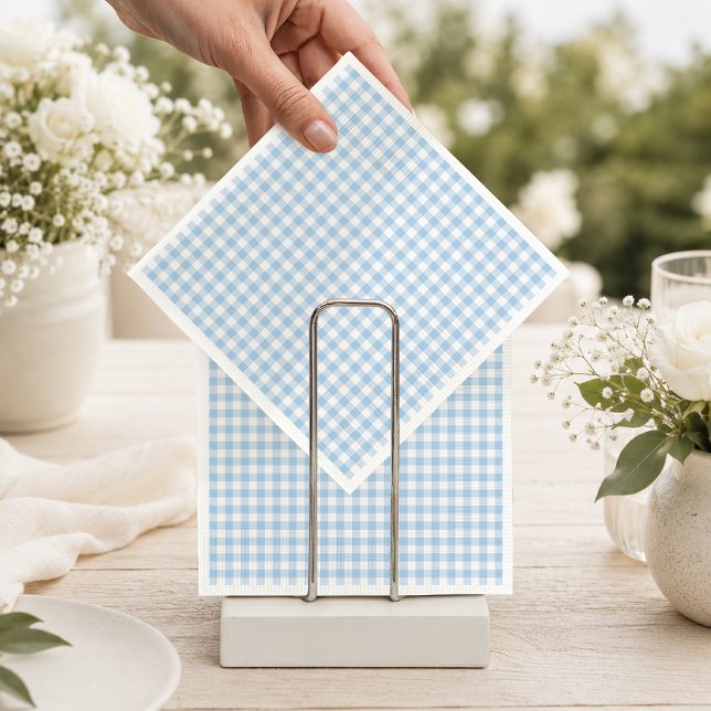 Guardanapo De Papel Chá de Bebê Xadrez Azul Claro Clássico (Criador carregado)