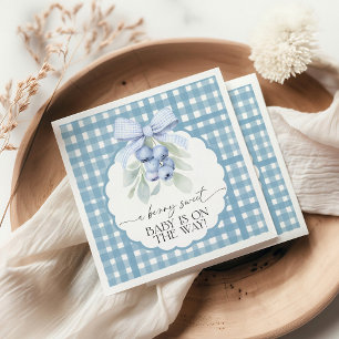 Guardanapo De Papel Chá de Bebê Xadrez Azul Mirtilo Doce