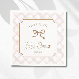 Guardanapo De Papel Chá de Bebê Xadrez em Diamante Rosa Vintage