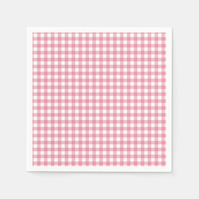 Guardanapo De Papel Chá de Bebê Xadrez Rosa (Frente)