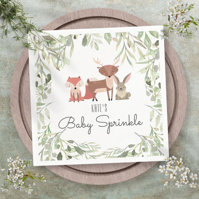Guardanapo De Papel Chá de borrifagem de bebês (Cute Woodland Animals Baby Sprinkle Shower Napkins)