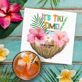 Guardanapo De Papel Chá de Casal Tiki Tropical de Coquetel de Coco