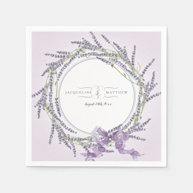 Guardanapo De Papel Chá de casamento Bridal Aquarela Lavanda Lilar (Frente)