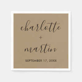 Guardanapo De Papel Chá de casamento de Noivado Kraft de Script Modern