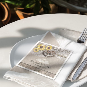 Guardanapo De Papel Chá de casamento dos girassóis do laço de