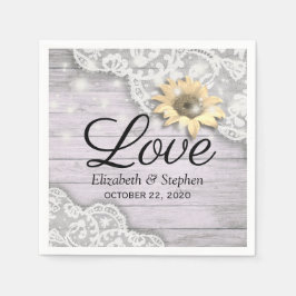 Guardanapo De Papel Chá de casamento Lace Lâmpadas de madeira de giras