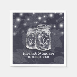 Guardanapo De Papel Chá de casamento Mason Jars String Luzes Marinho A