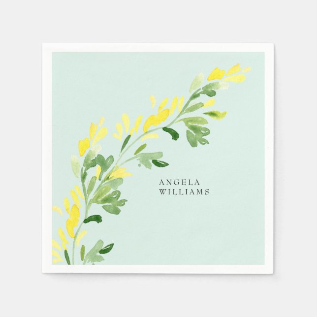 Guardanapo De Papel Chá de fraldas Amarelo Amarelo doce de flores (Frente)