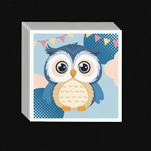 Guardanapo De Papel Chá de fraldas Azul Adorável Woodland Baby Owen