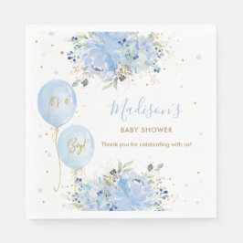 Guardanapo De Papel Chá de fraldas Azul-Chic Balões Azul Floral