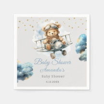 Chá de fraldas azul do urso de pelúcia de aquarela