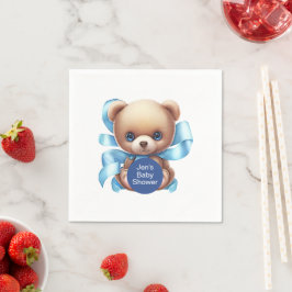 Guardanapo De Papel Chá de fraldas Azul do Urso Teddy