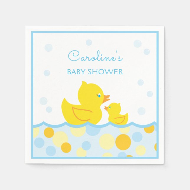 Guardanapo De Papel Chá de fraldas Azul e Amarelo com Borracha Ducky (Frente)