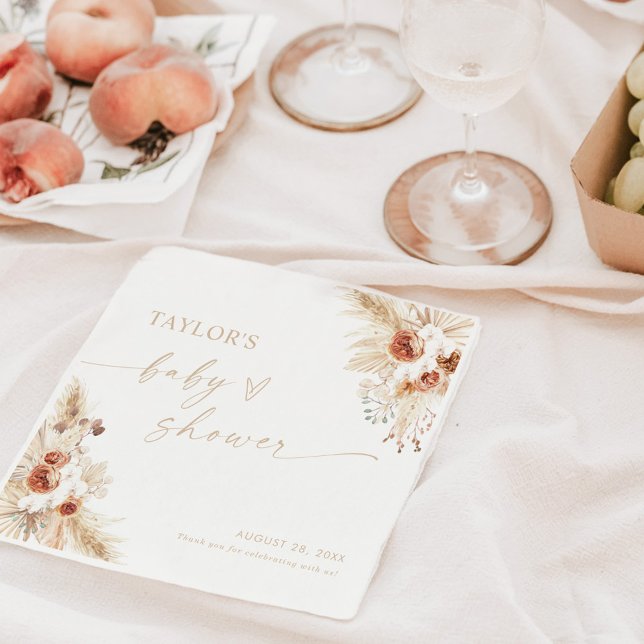 Guardanapo De Papel Chá de fraldas Beige Boho Pampas Grass (Criador carregado)