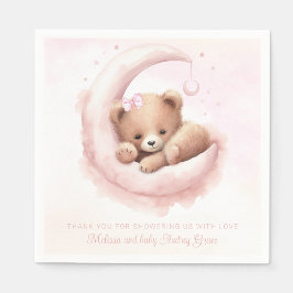 Guardanapo De Papel Chá de fraldas Blush Pink Bear Girl