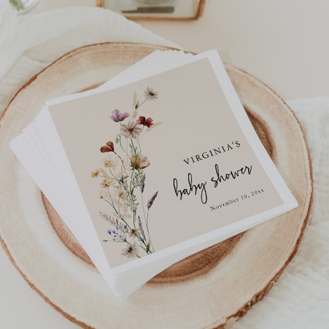 Guardanapo De Papel Chá de fraldas Boho (Boho Wildflower Baby Shower Napkins by Painted Paperie
)