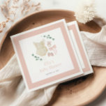 Guardanapo De Papel Chá de fraldas Boho Vintage<br><div class="desc">"Uma doce menina está a caminho" Comemore a futura mãe com este fralda de chá de fraldas rosa e verde pastel apresentando uma ilustração de um peitoril,  calçados,  um arco e um brinquedo de bebê de madeira giro cercado de verde eucalipto.</div>