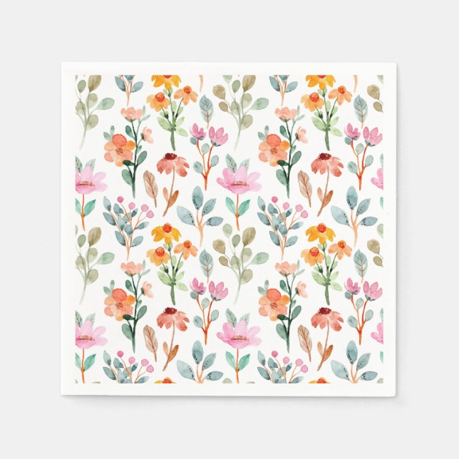 Guardanapo De Papel Chá de fraldas Bonito de Flores Selvagens (Frente)