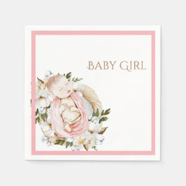 Guardanapo De Papel Chá de fraldas bonito Rosa Floral Baby Girl