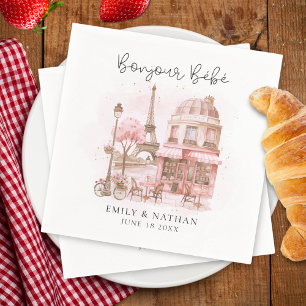 Guardanapo De Papel Chá de fraldas Bonjour Bébé Paris Café