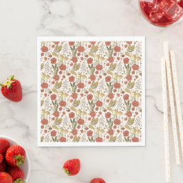 Guardanapo De Papel Chá de fraldas | Borboletas e flores poéticas