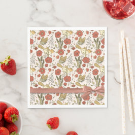 Guardanapo De Papel Chá de fraldas | Borboletas e flores poéticas