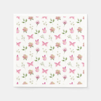 Guardanapo De Papel Chá de fraldas Branco Cor-de-Água Borboleta Floral