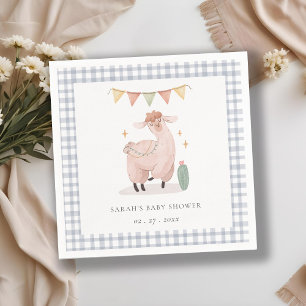 Guardanapo De Papel Chá de fraldas Cactus Boho Llama, Xadrez Azul