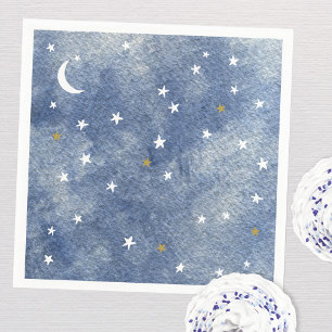 Guardanapo De Papel Chá de fraldas Celestial Star Marinho de Aquarela 