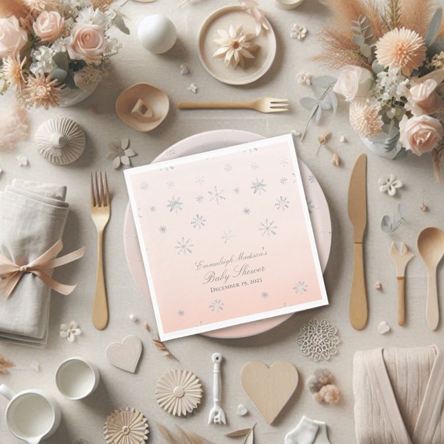 Guardanapo De Papel Chá de fraldas cor-de-rosa Wonderland Snowflake (Criador carregado)