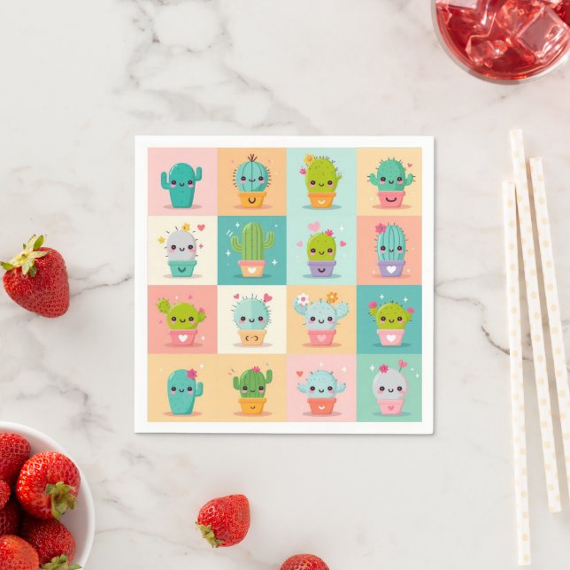 Guardanapo De Papel Chá de fraldas Cute Cactus Kawaii (Insitu)
