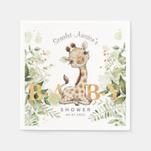 Guardanapo De Papel Chá de fraldas Cute Giraffe Greenery