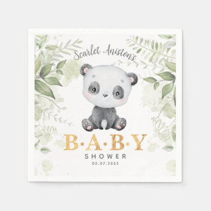Guardanapo De Papel Chá de fraldas Cute Panda Eucalipt Greenery