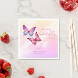 Guardanapo De Papel Chá de fraldas da borboleta de Lavanda rosa