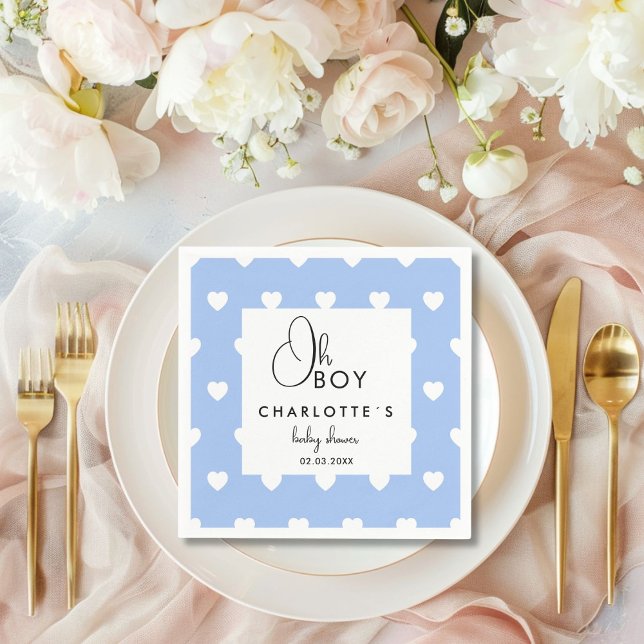 Guardanapo De Papel Chá de fraldas da coroa (Heart Pattern Baby Shower Napkins with your name and date.)