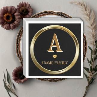 Guardanapo De Papel Chá de fraldas da família Elegante Black e Dourada