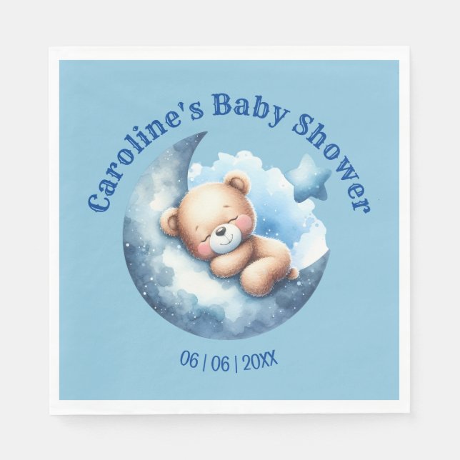 Guardanapo De Papel Chá de fraldas da Lua do Crescente Azul do Urso Ci (Frente)