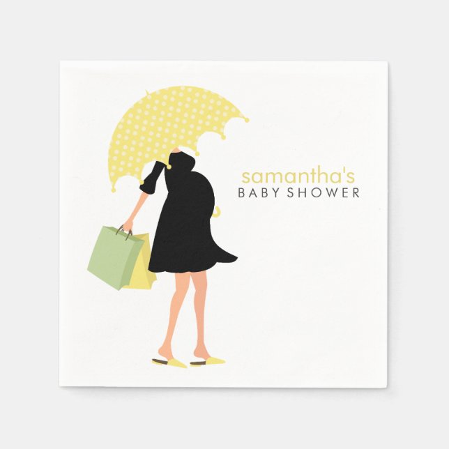 Guardanapo De Papel Chá de fraldas da Mamãe do guarda-chuva {amarelo} (Frente)