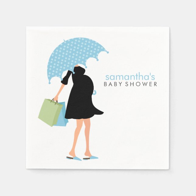 Guardanapo De Papel Chá de fraldas da Mamãe do guarda-chuva {azul} (Frente)