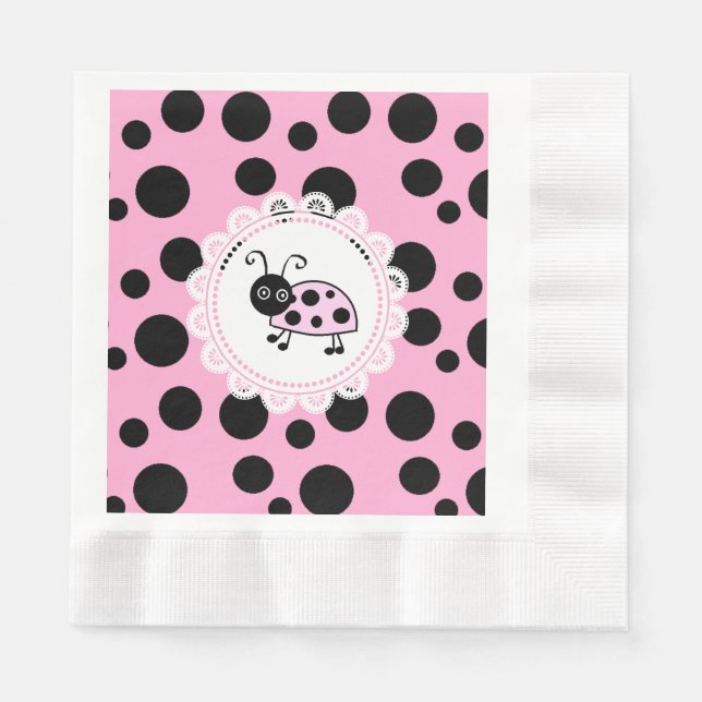 Guardanapo De Papel Chá de fraldas da Menina Rosa Ladybug (Frente)